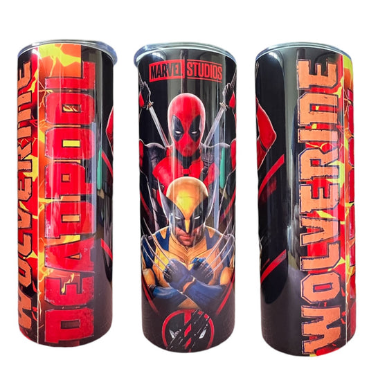 Red and yellow superheroes tumbler