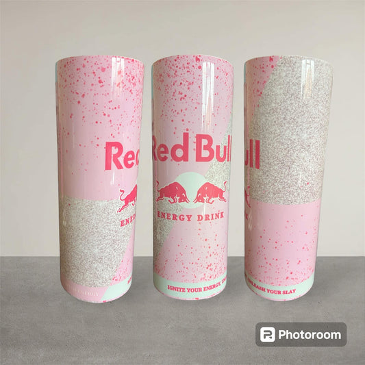 Pink glitter wings drink tumbler