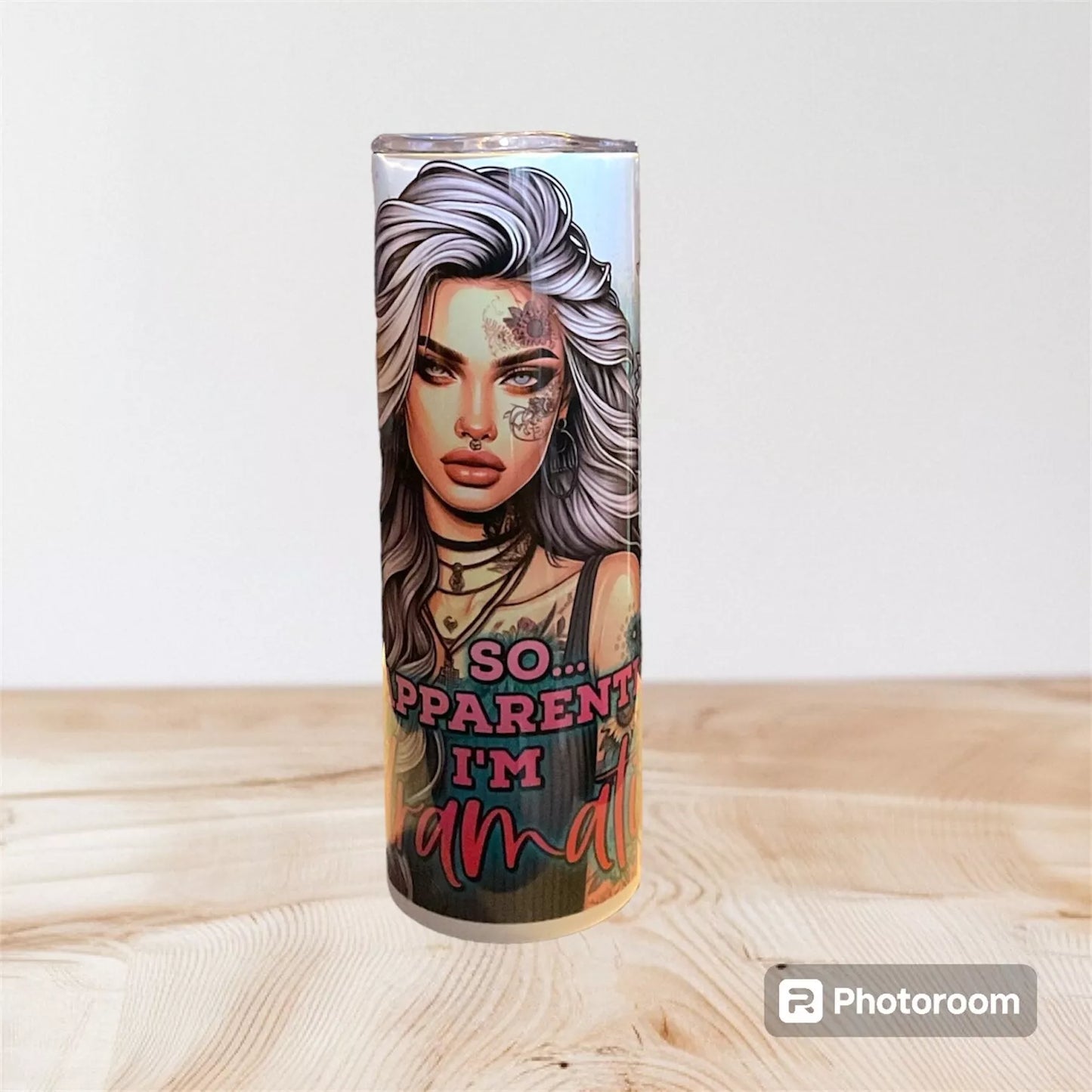 20oz tumbler with a Tattooed girl