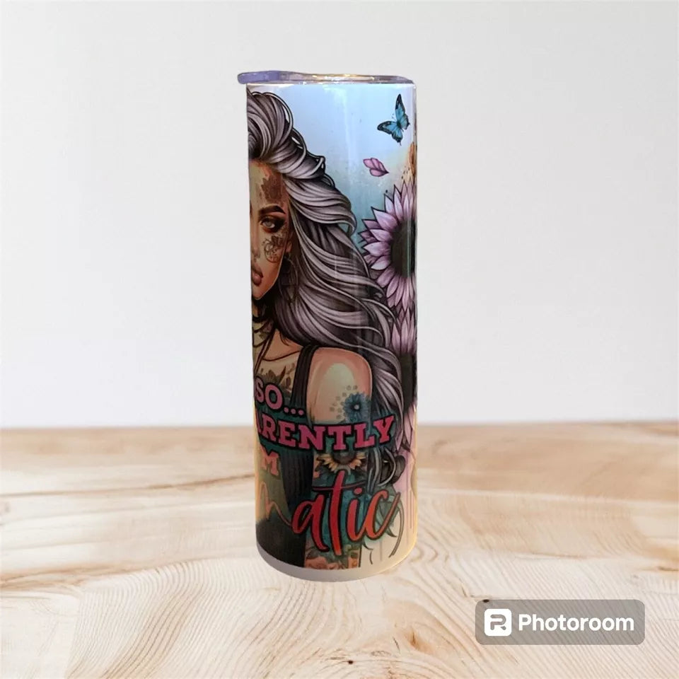 20oz tumbler with a Tattooed girl