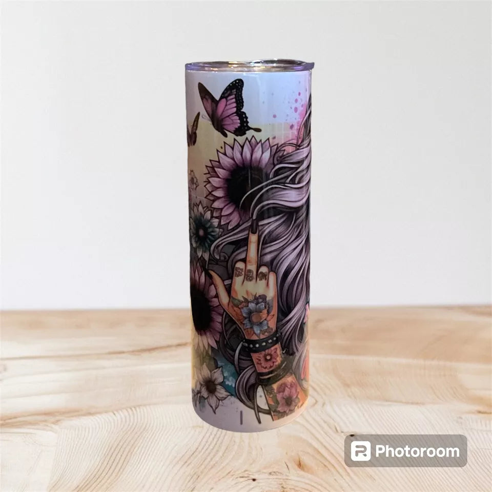 20oz tumbler with a Tattooed girl