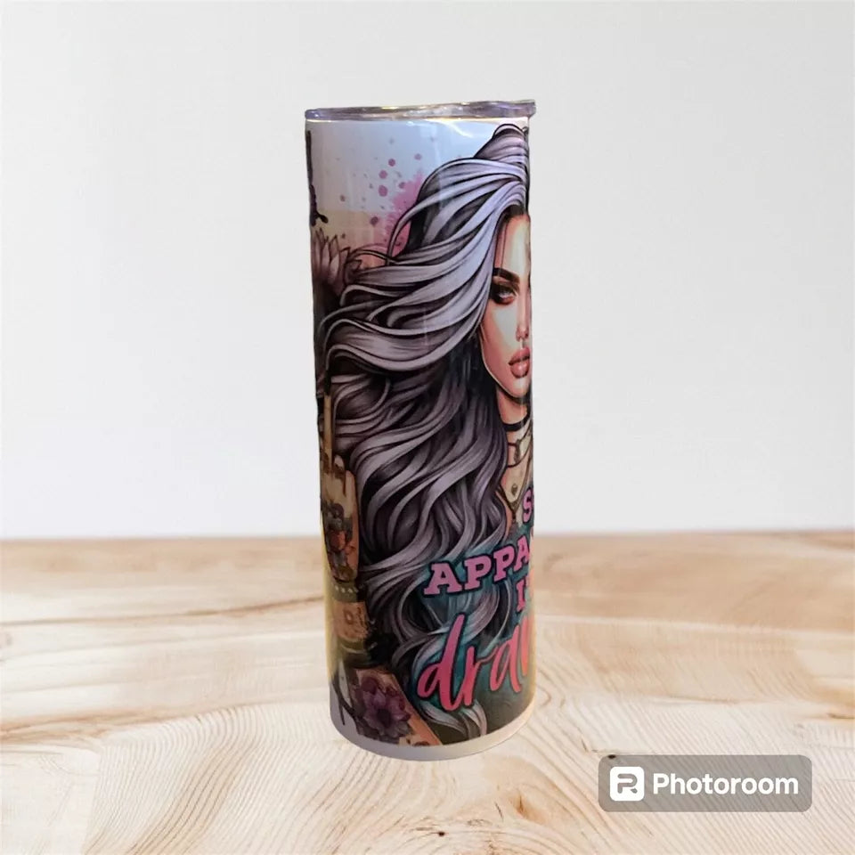 20oz tumbler with a Tattooed girl